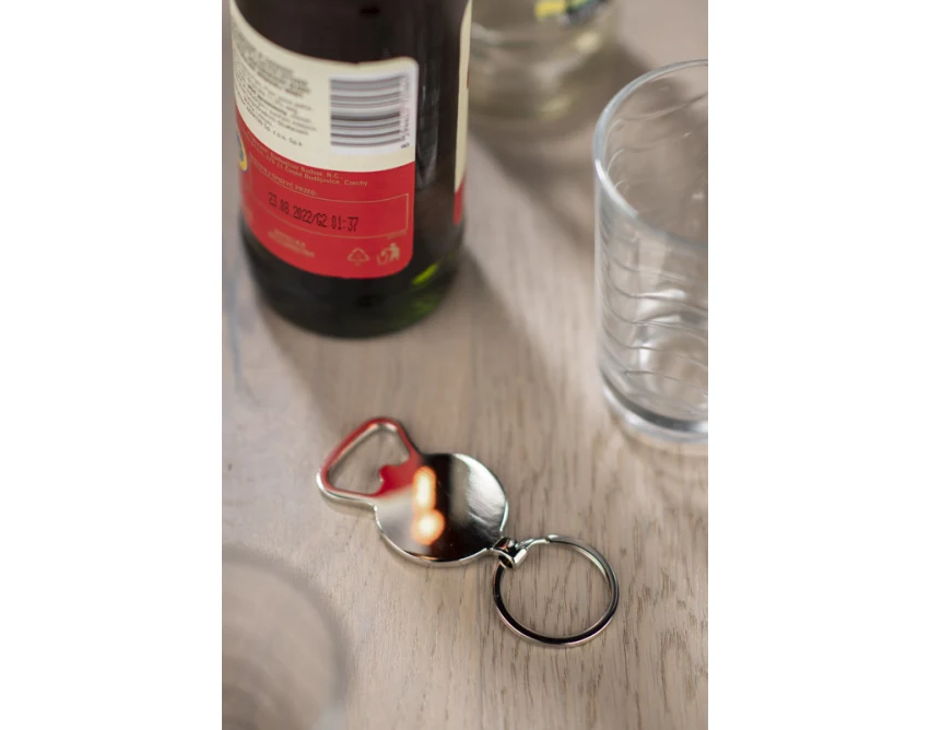 Brelok MILO metal-drewno z otwieraczem i grawerem logo