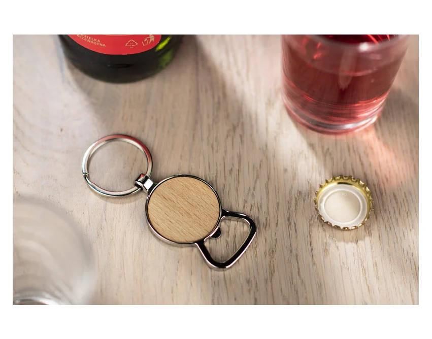 Brelok MILO metal-drewno z otwieraczem i grawerem logo