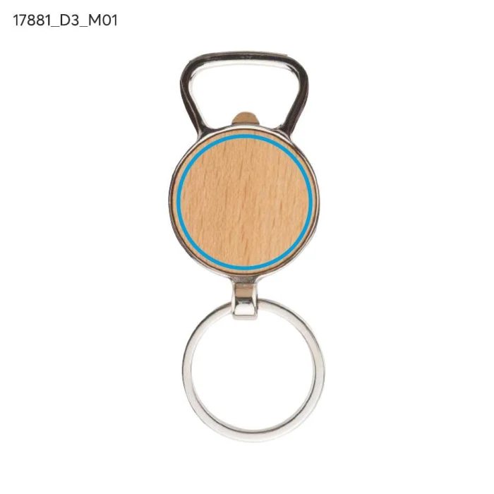 Schemat znakowania dla Doming - D3 na gadżecie: Brelok MILO metal-drewno z otwieraczem i grawerem logo