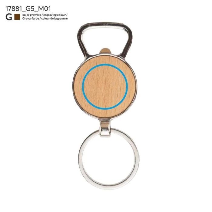 Schemat znakowania dla Grawerowanie laserowe - G5 na gadżecie: Brelok MILO metal-drewno z otwieraczem i grawerem logo