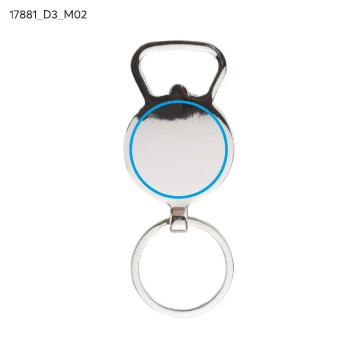 Schemat znakowania dla Doming - D3 na gadżecie: Brelok MILO metal-drewno z otwieraczem i grawerem logo