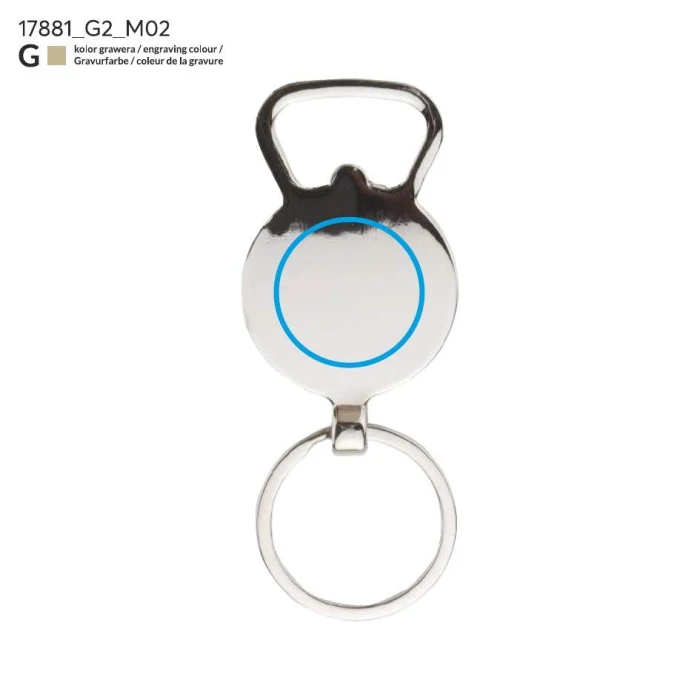 Schemat znakowania dla Grawerowanie laserowe - G2 na gadżecie: Brelok MILO metal-drewno z otwieraczem i grawerem logo