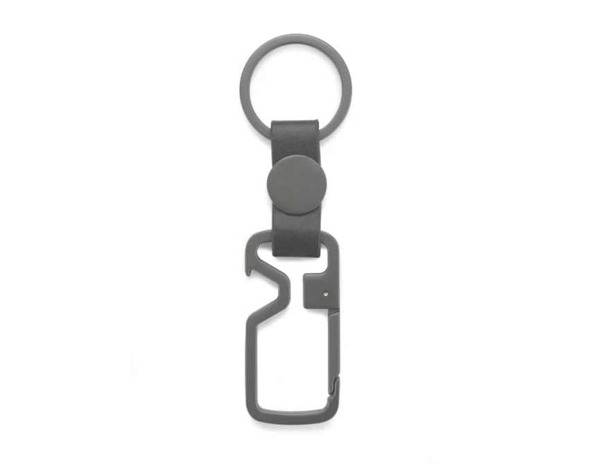 Grafitowy brelok HILLE z otwieraczem, metal i PU, z logo