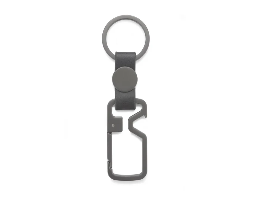 Grafitowy brelok HILLE z otwieraczem, metal i PU, z logo