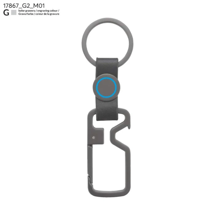 Schemat znakowania dla Grawerowanie laserowe - G2 na gadżecie: Grafitowy brelok HILLE z otwieraczem, metal i PU, z logo