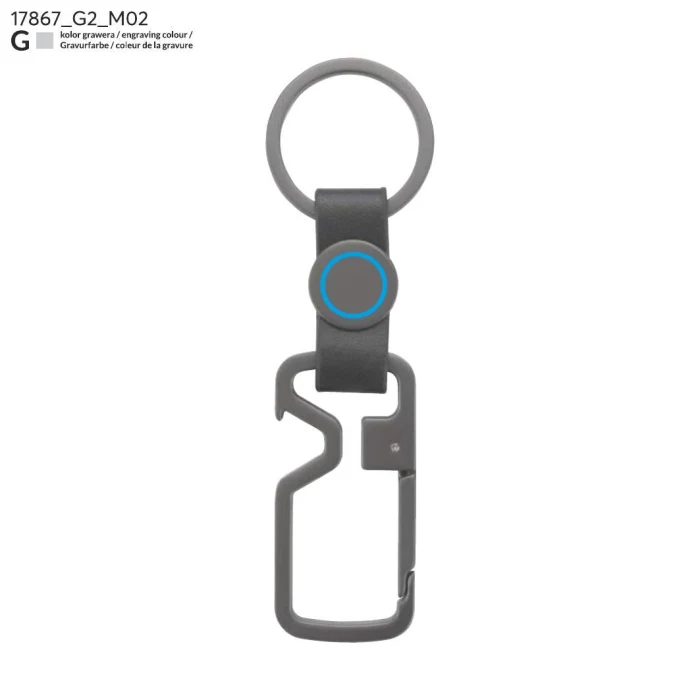 Schemat znakowania dla Grawerowanie laserowe - G2 na gadżecie: Grafitowy brelok HILLE z otwieraczem, metal i PU, z logo