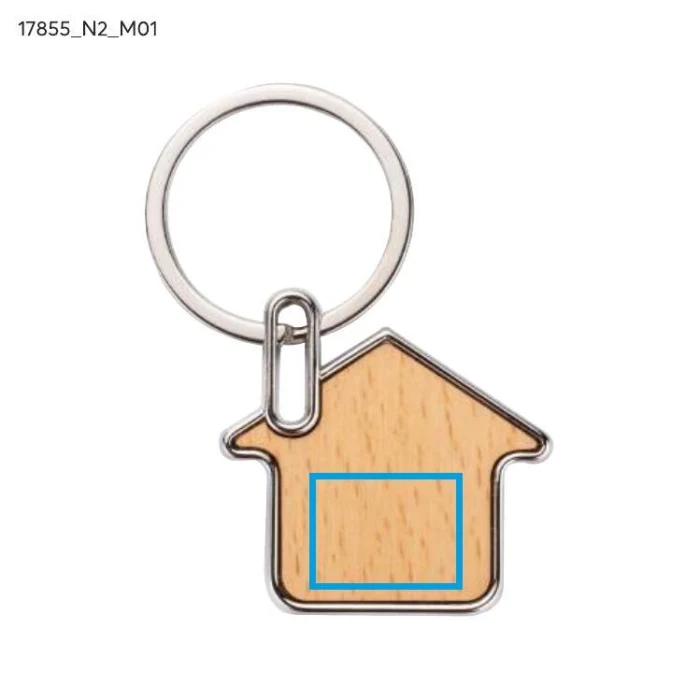 Schemat znakowania dla Tampondruk - N2 na gadżecie: Brelok domek KUKA z drewna i metalu, naturalny kolor