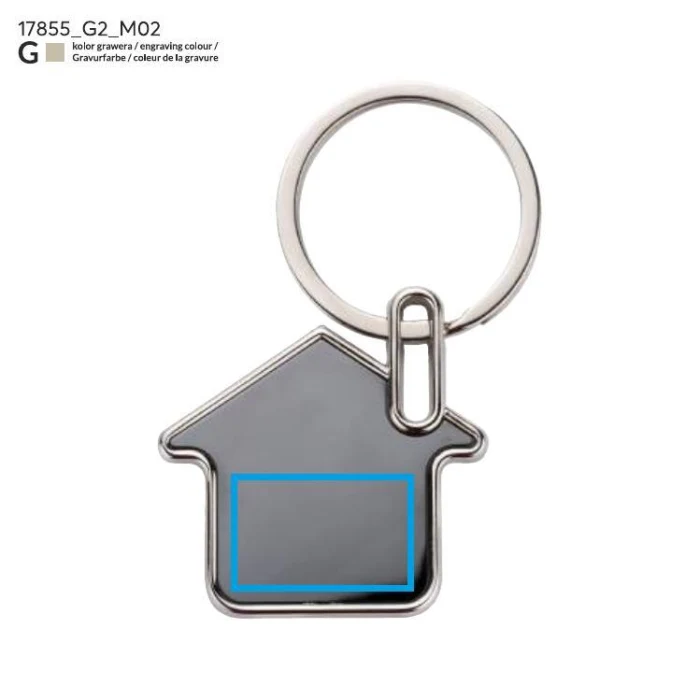 Schemat znakowania dla Grawerowanie laserowe - G2 na gadżecie: Brelok domek KUKA z drewna i metalu, naturalny kolor