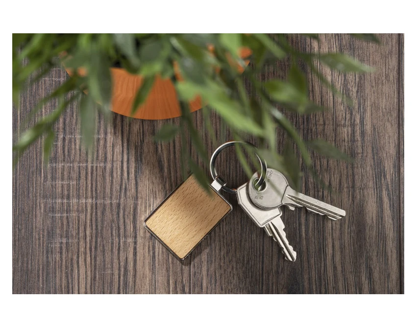 Brelok RENGO drewniany z grawerem, naturalny kolor