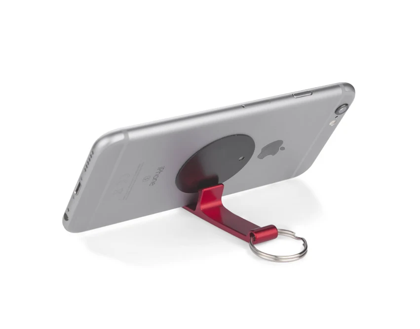 Czerwony brelok 3w1 z grawerem – otwieracz i stojak