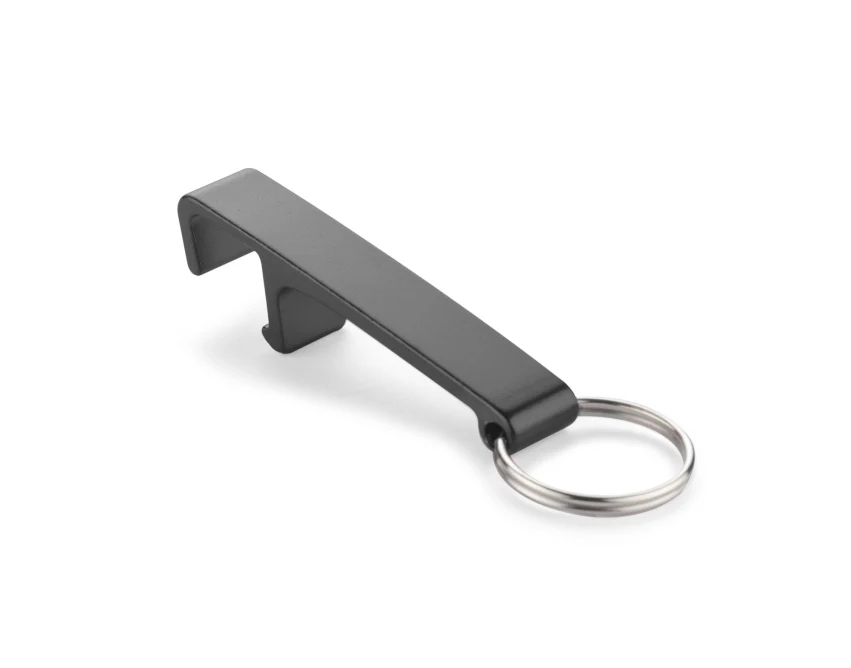 Czarny brelok 3w1 LON: otwieracz, stojak, grawer z logo