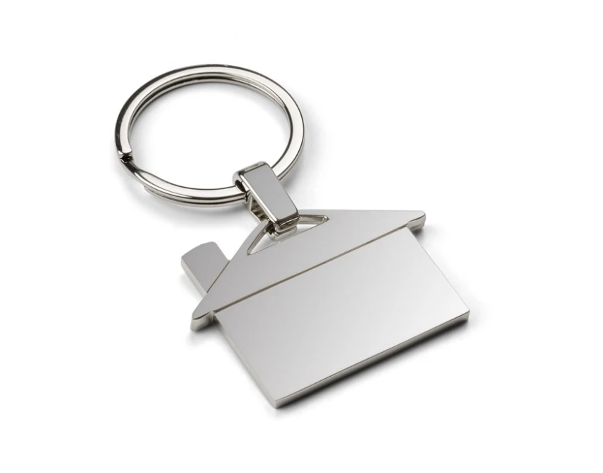 Srebrny brelok domek CASA z grawerem logo – metalowy