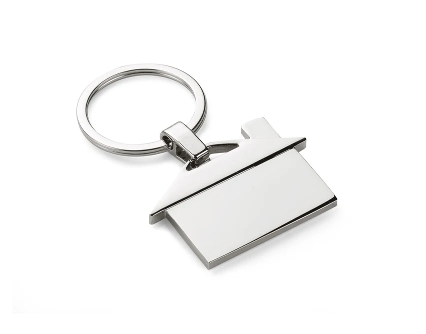 Srebrny brelok domek CASA z grawerem logo – metalowy