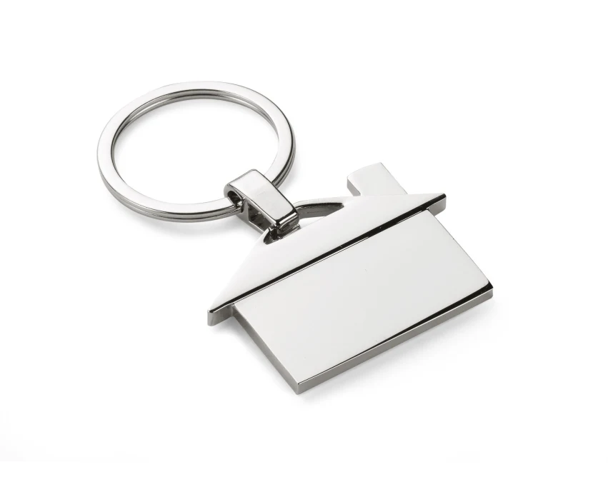 Srebrny brelok domek CASA z grawerem logo – metalowy