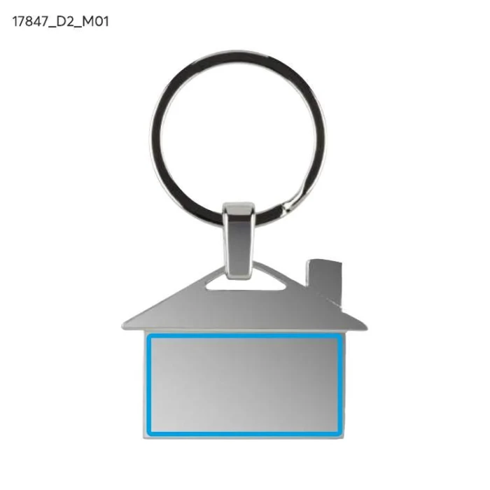 Schemat znakowania dla Doming - D2 na gadżecie: Srebrny brelok domek CASA z grawerem logo – metalowy