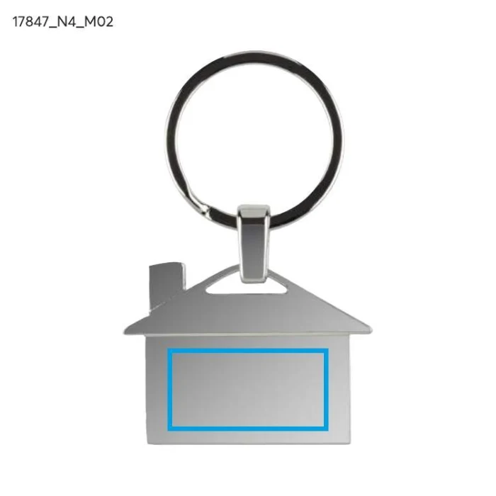 Schemat znakowania dla Tampondruk - N4 na gadżecie: Srebrny brelok domek CASA z grawerem logo – metalowy