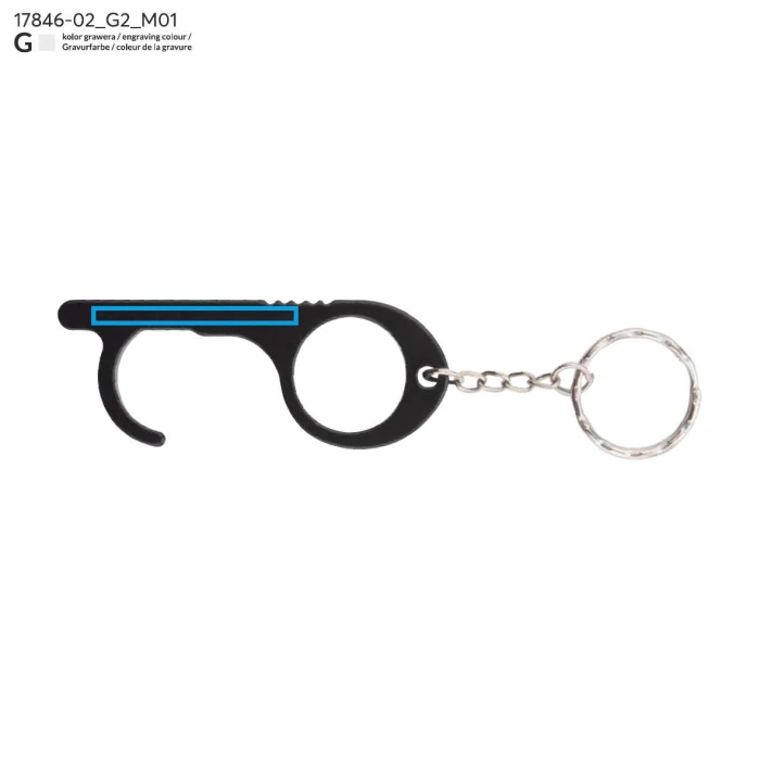 Schemat znakowania dla Grawerowanie laserowe - G2 na gadżecie: Czarny aluminiowy brelok anti-touch z grawerem logo