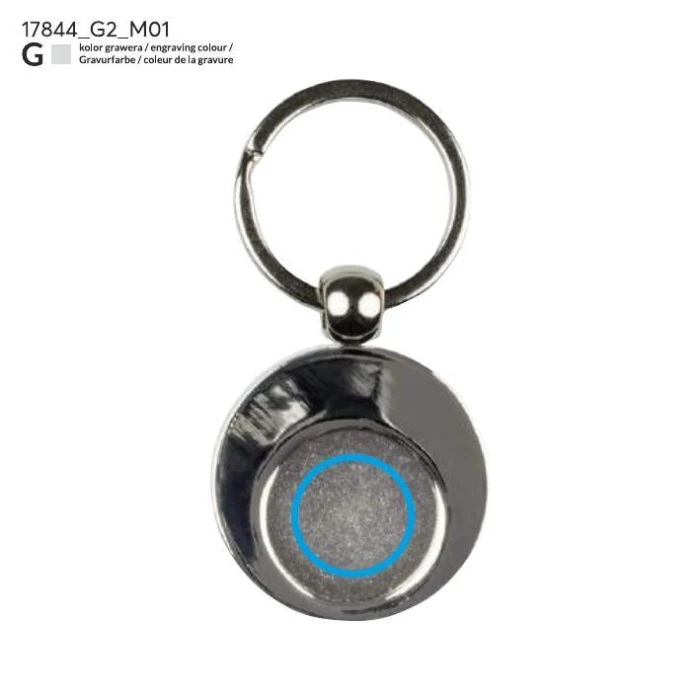 Schemat znakowania dla Grawerowanie laserowe - G2 na gadżecie: Srebrny brelok metalowy z żetonem 1 euro i grawerem logo