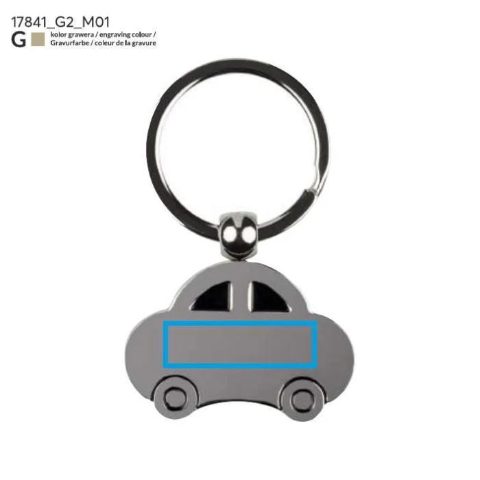 Schemat znakowania dla Grawerowanie laserowe - G2 na gadżecie: Srebrny brelok samochodowy z grawerem logo – metal, AUTO