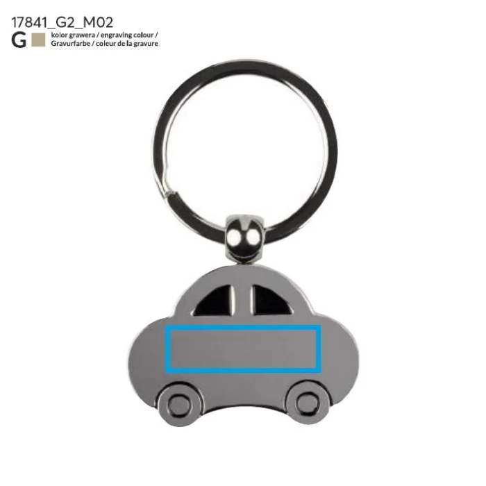 Schemat znakowania dla Grawerowanie laserowe - G2 na gadżecie: Srebrny brelok samochodowy z grawerem logo – metal, AUTO