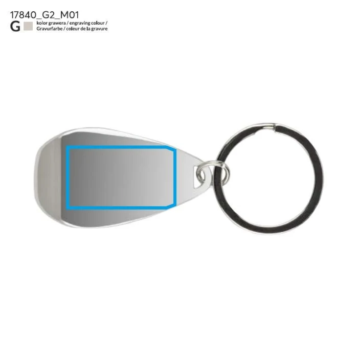 Schemat znakowania dla Grawerowanie laserowe - G2 na gadżecie: Srebrny metalowy brelok APER z otwieraczem i logo firmy