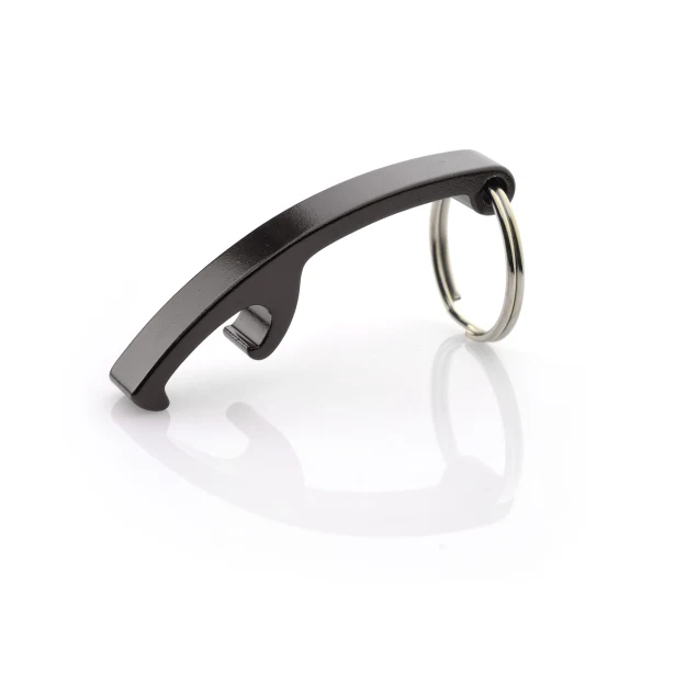 Czarny brelok metalowy ABRI 2w1 z otwieraczem i logo