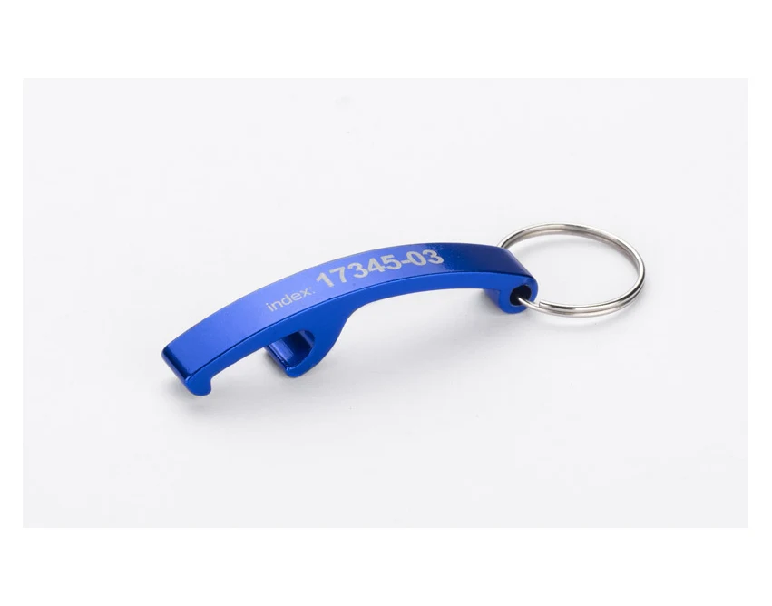 Niebieski brelok ABRI 2w1 z otwieraczem i grawerem logo