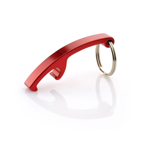 Czerwony brelok z otwieraczem ABRI z grawerem logo firmy