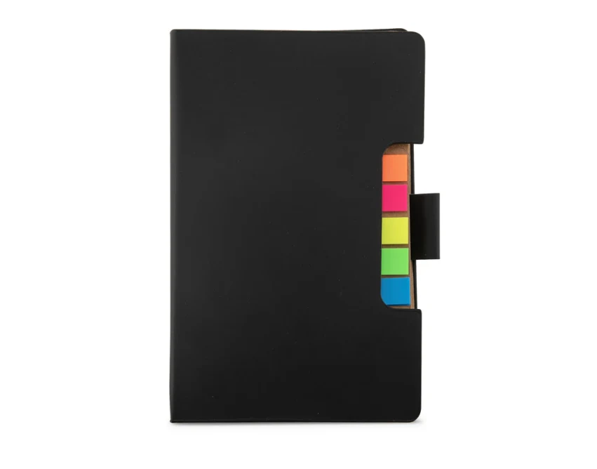 Notes STIKLO reklamowy A6 czarny z zakładkami