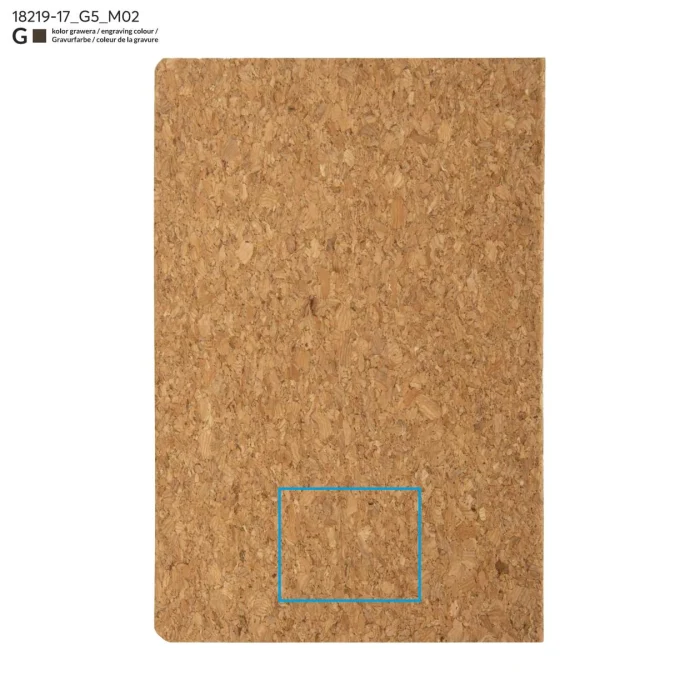 Schemat znakowania dla Grawerowanie laserowe - G5 na gadżecie: Notes DALE A5 korkowy z logo, 76 stron