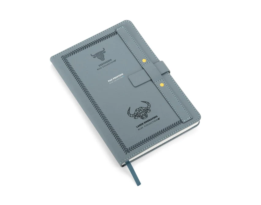 Notes SCRIBO A5 niebieski z logo, twarda okładka, 104 kartki