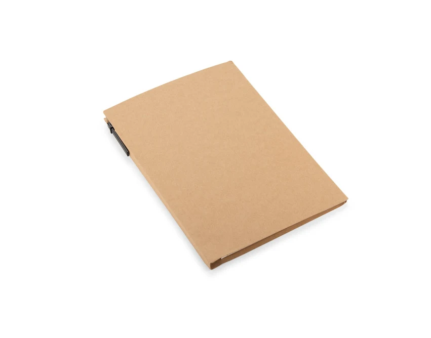 Notes A5 brązowy kraft z długopisem i logo firmy
