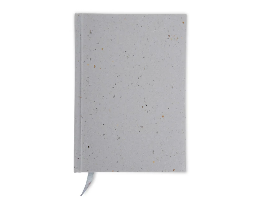 Notes KOFE A5 szary z łupin kawy i logo firmy