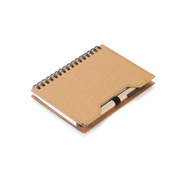 Notes eko LINOT A6 kraftowy z długopisem i sticky notes