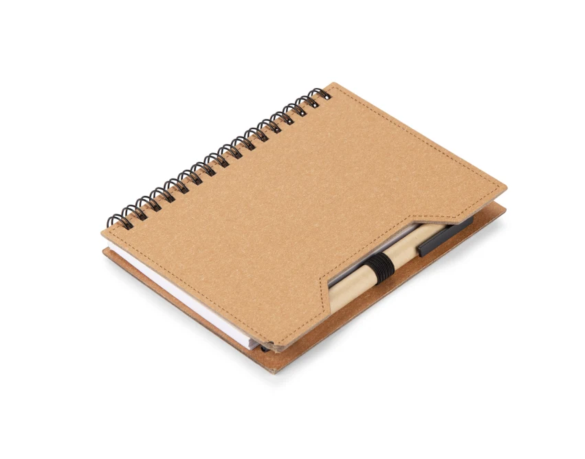 Notes eko LINOT A6 kraftowy z długopisem i sticky notes