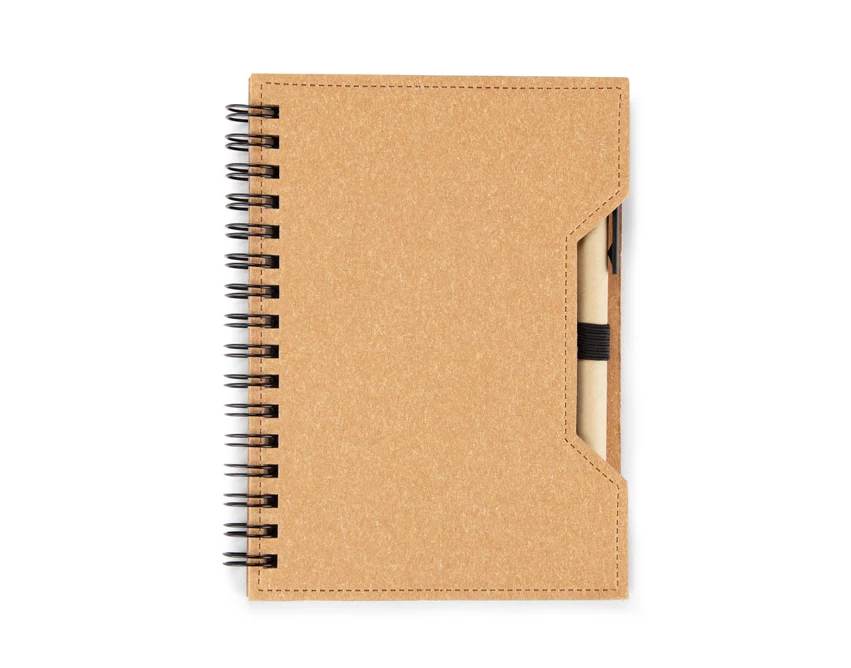 Notes eko LINOT A6 kraftowy z długopisem i sticky notes