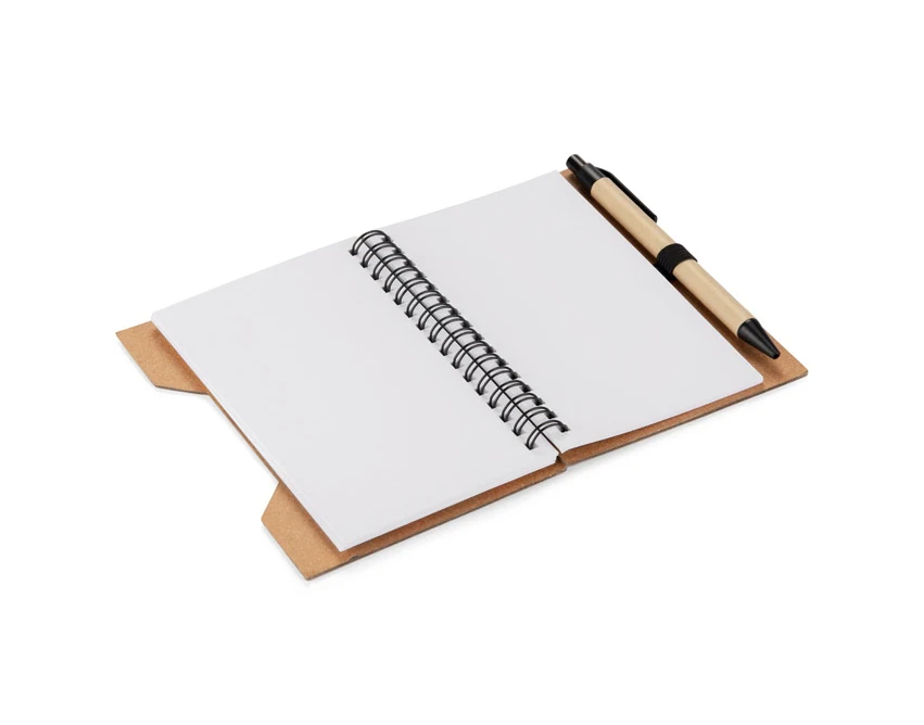 Notes eko LINOT A6 kraftowy z długopisem i sticky notes