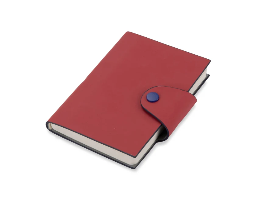 Czerwony notes reklamowy MISI A6 rPET z logo, zatrzask