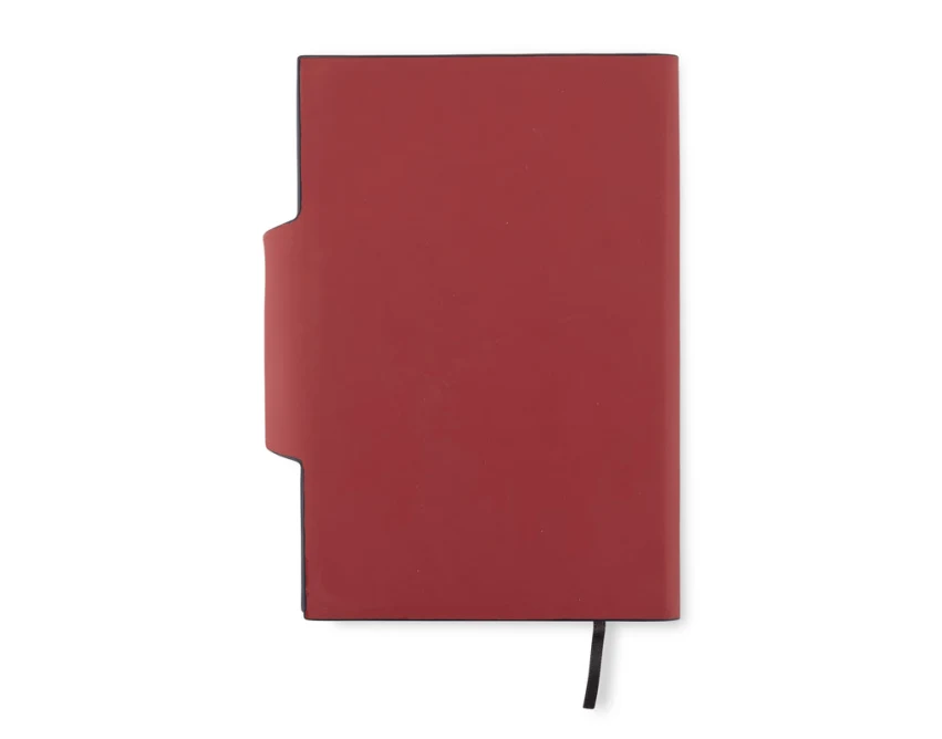 Czerwony notes reklamowy MISI A6 rPET z logo, zatrzask
