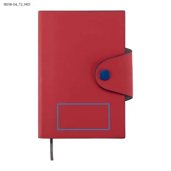 Schemat znakowania dla Tłoczenie - T2 na gadżecie: Czerwony notes reklamowy MISI A6 rPET z logo, zatrzask