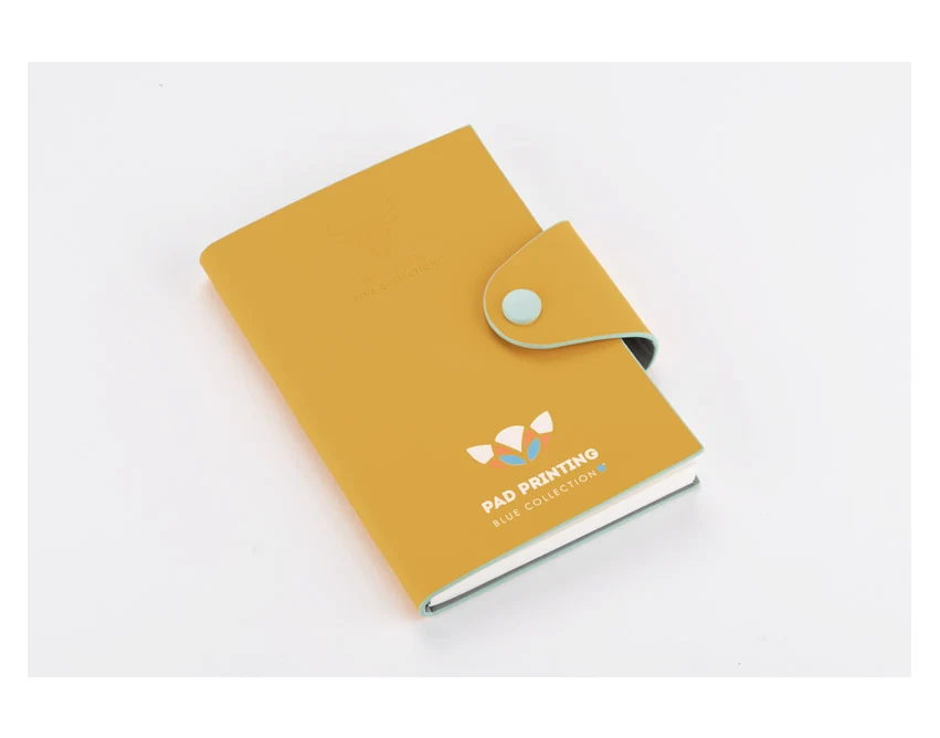 Żółty notes A6 MISI z logo, miękka okładka rPET, zatrzask