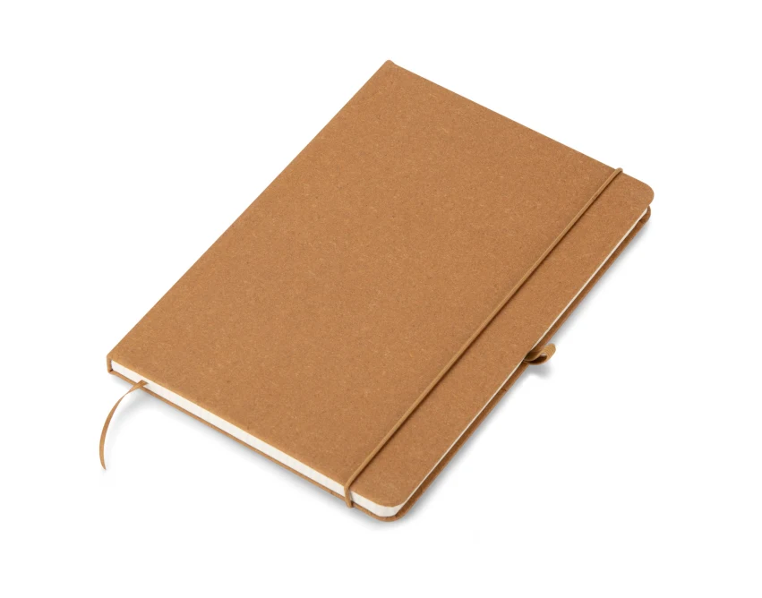 Brązowy notes A5 z recyklingowanego PU z nadrukiem logo