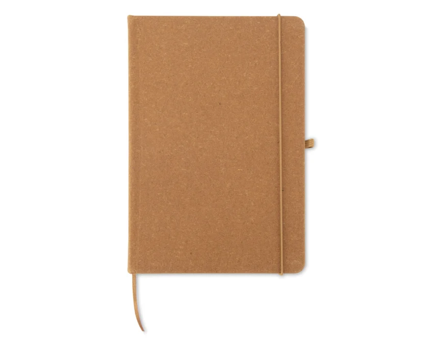 Brązowy notes A5 z recyklingowanego PU z nadrukiem logo