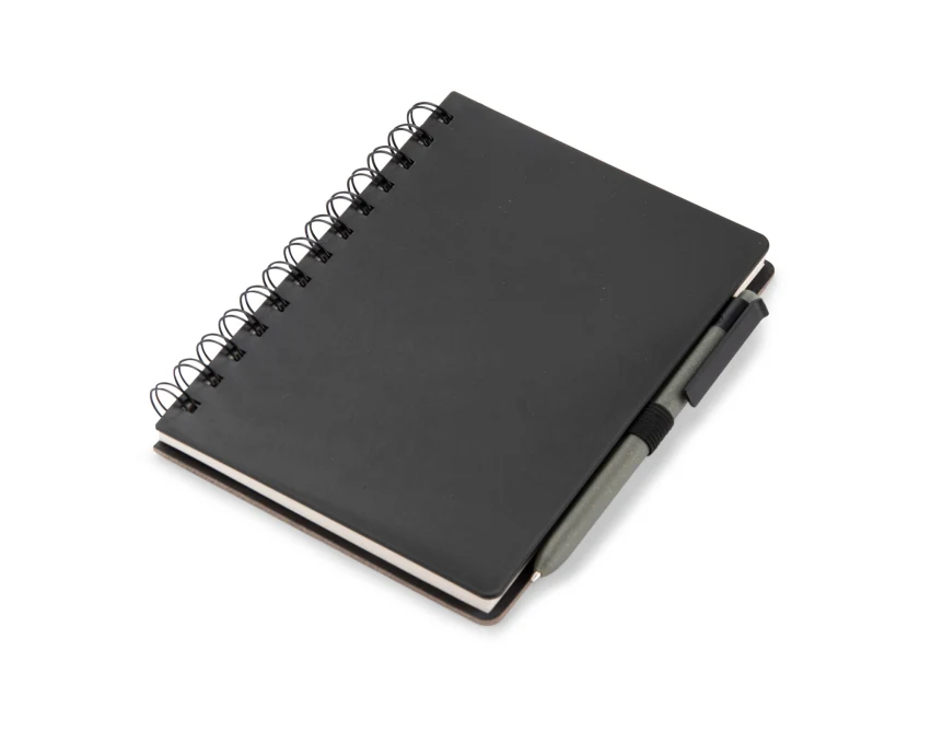 Czarny notes B6 z długopisem ARSEN z recyklingu, eco gift