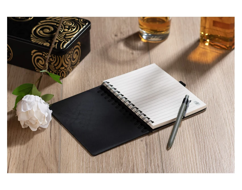 Czarny notes B6 z długopisem ARSEN z recyklingu, eco gift