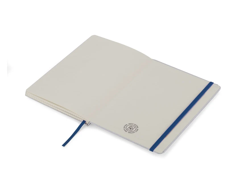 Notes MOSATO A5 niebieski z gumką, eko bawełna, logo