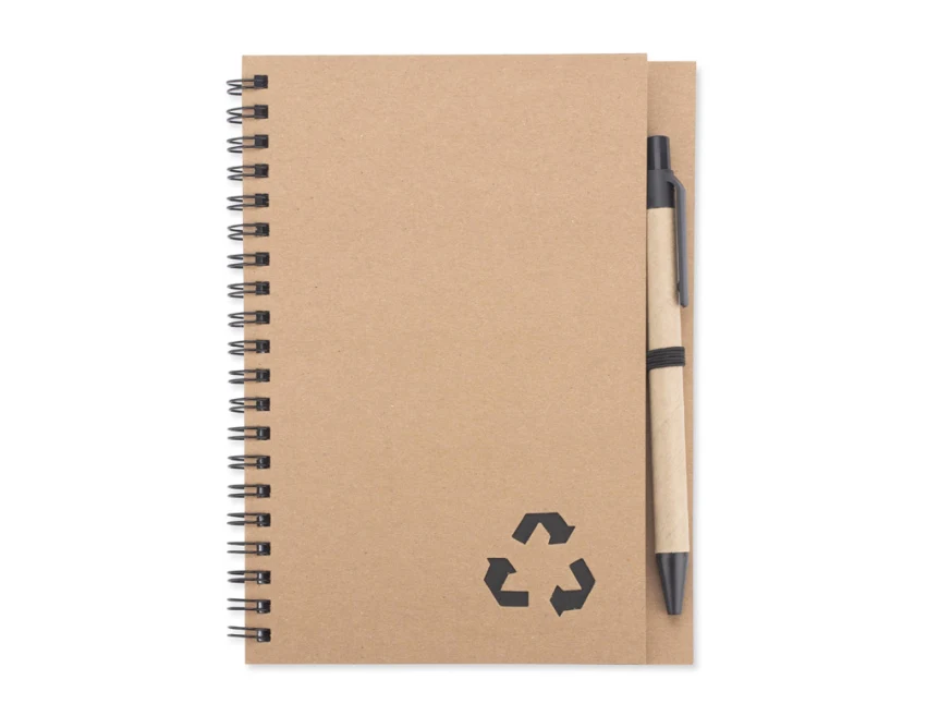 Notes ekologiczny SERENO B6 czarny z długopisem i logo