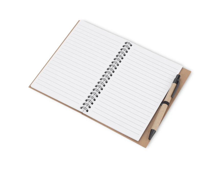 Notes ekologiczny SERENO B6 czarny z długopisem i logo