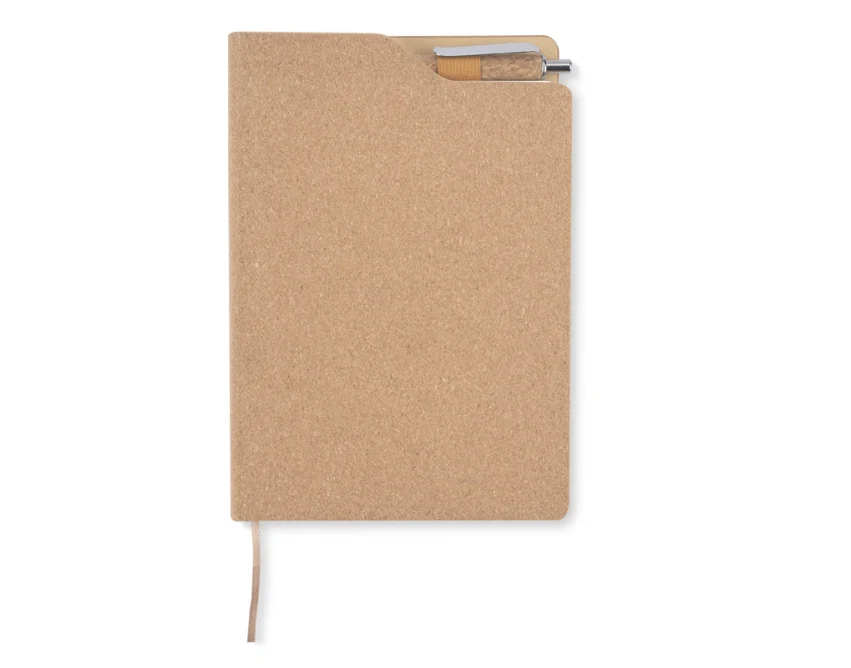 Notes korkowy TESSO A5 z długopisem i logo firmy