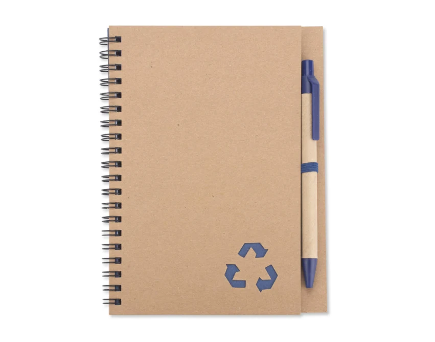 Eko notes SERENO B6 niebieski z papierowym długopisem